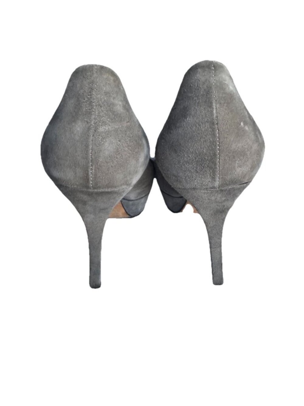 Gucci For Saks 5th Women's Sz 39.5 Gray Suede Square Toe Platform Stiletto Heels - Picture 6 of 13